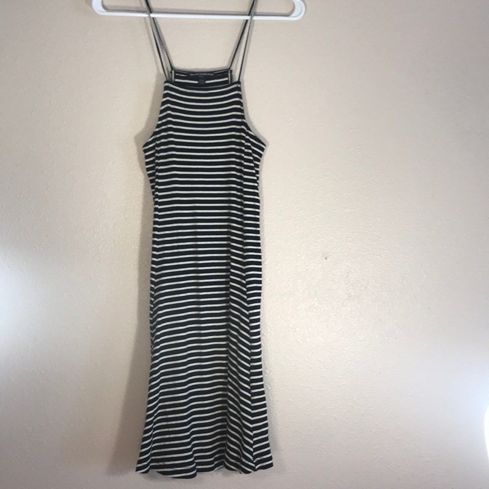 Black and white striped dress